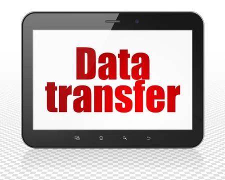 Information concept: Tablet Pc Computer with Data Transfer on display Illustrazione stock