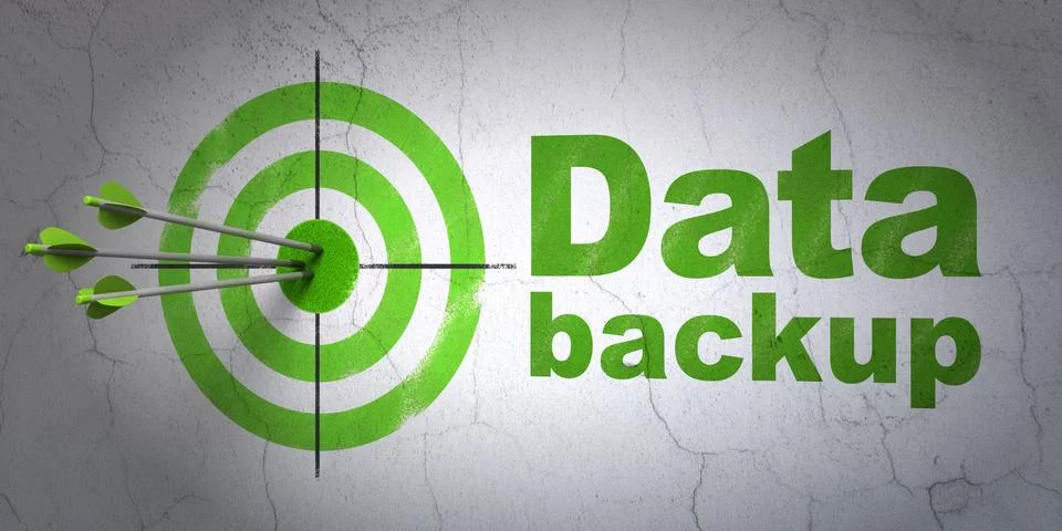 Information concept: target and Data Backup on wall background Stock Illustration