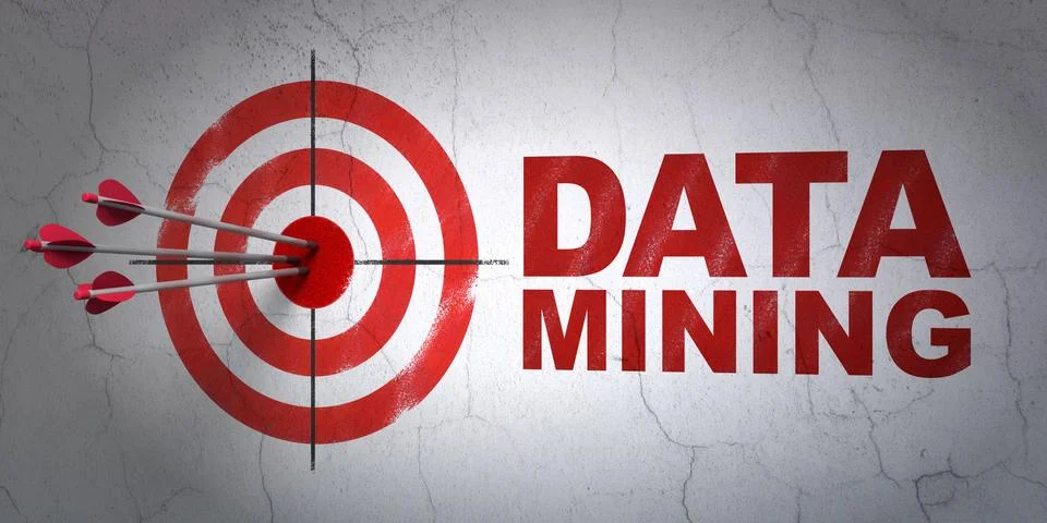 Information concept: target and Data Mining on wall background Stock Illustration