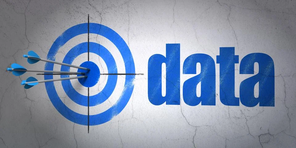 Information concept: target and Data on wall background Stock Illustration
