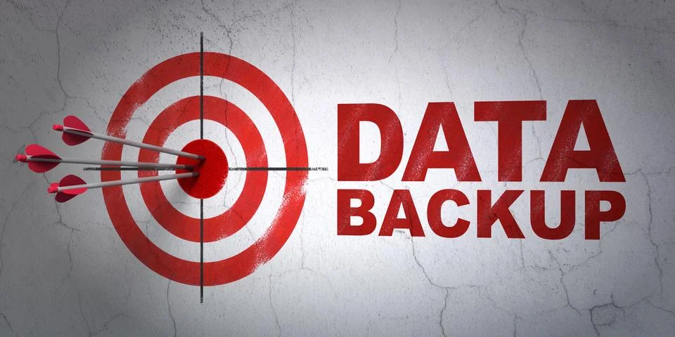 Information concept: target and Data Backup on wall background Stock Illustration
