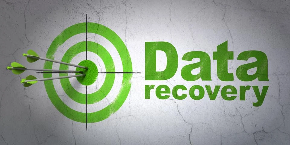 Information concept: target and Data Recovery on wall background Stock Illustration