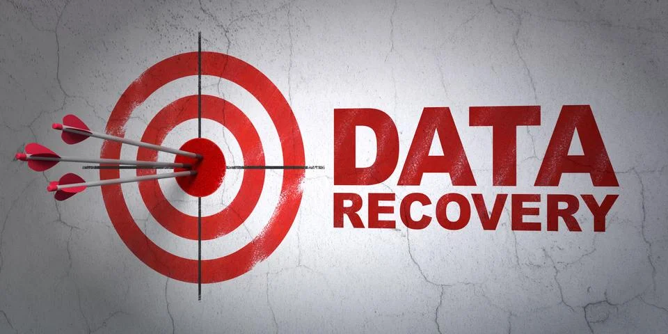 Information concept: target and Data Recovery on wall background Stock Illustration