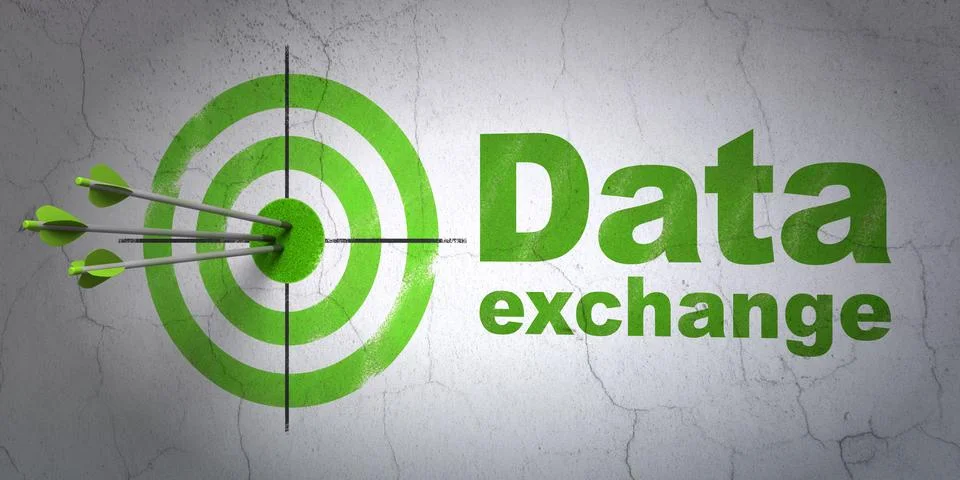 Information concept: target and Data Exchange on wall background Stock Illustration