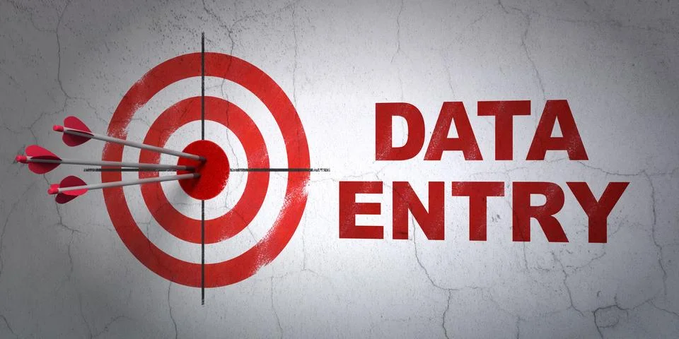 Information concept: target and Data Entry on wall background Illustrazione stock