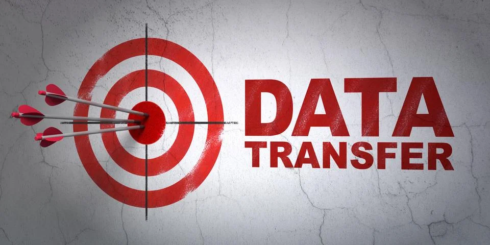 Information concept: target and Data Transfer on wall background Stock Illustration