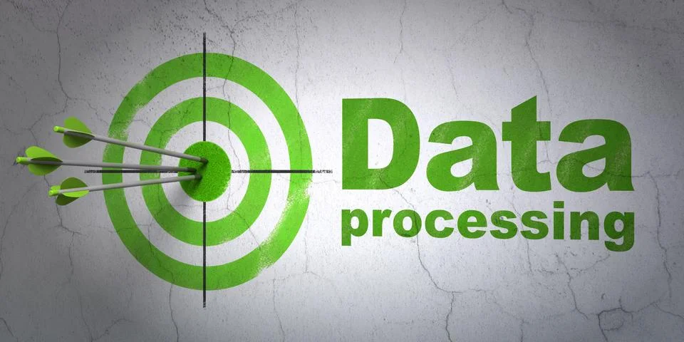 Information concept: target and Data Processing on wall background Stock Illustration