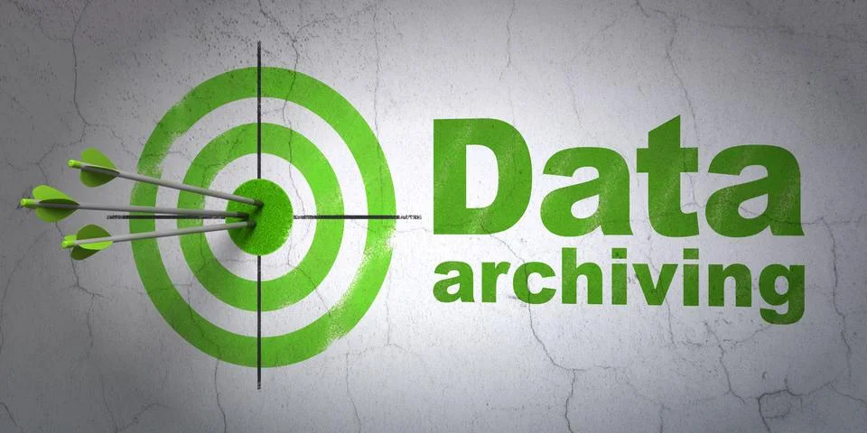 Information concept: target and Data Archiving on wall background Stock Illustration