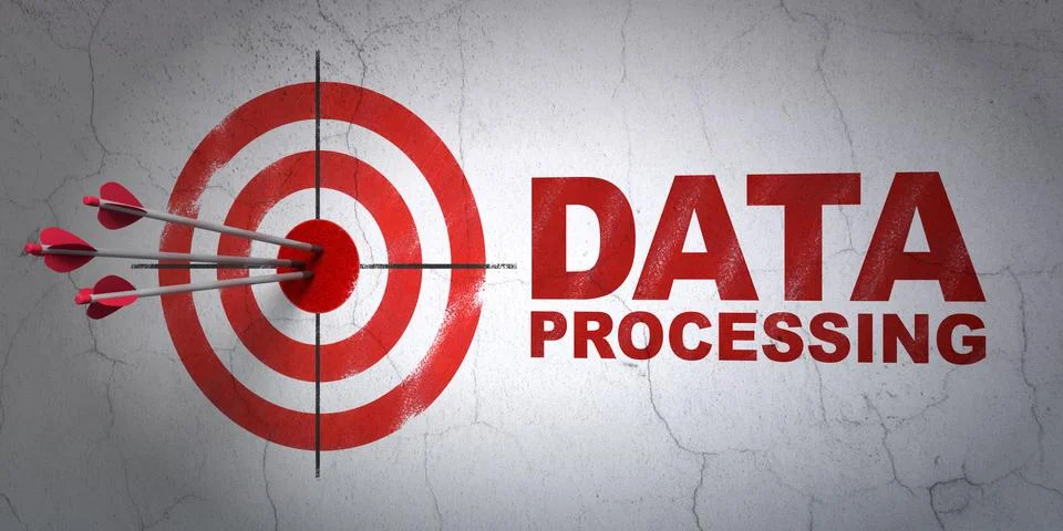 Information concept: target and Data Processing on wall background Stock Illustration