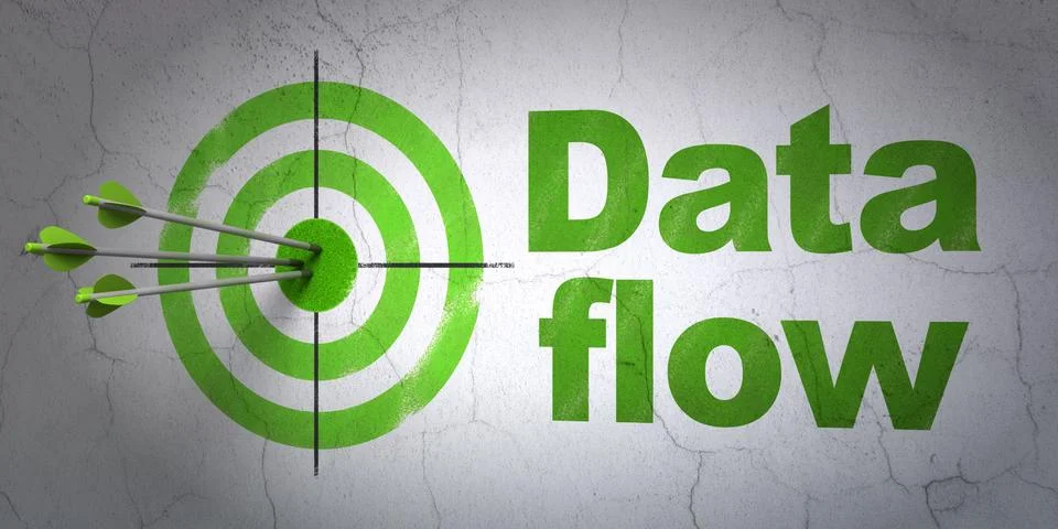 Information concept: target and Data Flow on wall background Illustrazione stock