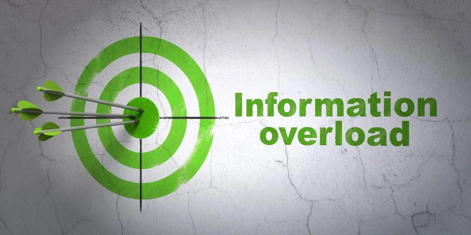 Information concept: target and Information Overload on wall background Stock Illustration