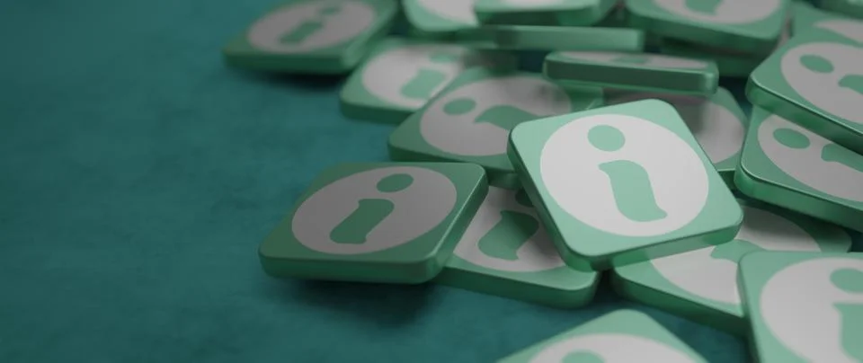 Information concept tiles layed on table banner background 3D render Иллюстрация