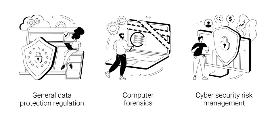 Information control and security abstract concept vector illustrations. イラスト素材