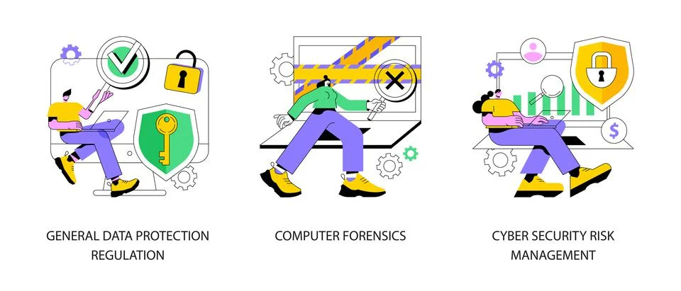 Information control and security abstract concept vector illustrations. イラスト素材