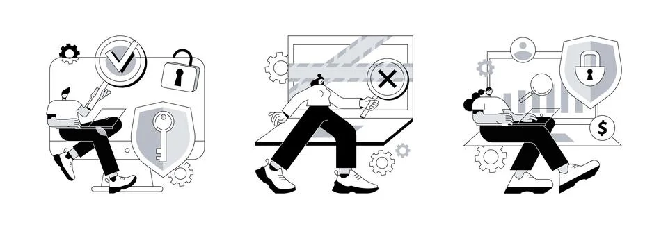 Information control and security abstract concept vector illustrations. イラスト素材