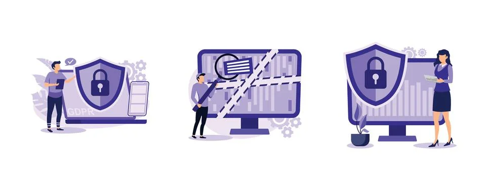 Information control and security. General data protection regulation, compute Stock Illustration