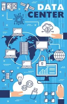 Information data center internet cloud technology 스톡 일러스트