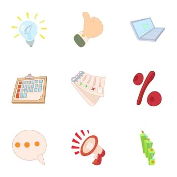 Information data icons set, cartoon style Stock Illustration