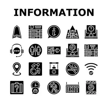 Information data knowledge icons set vector Illustrazione stock