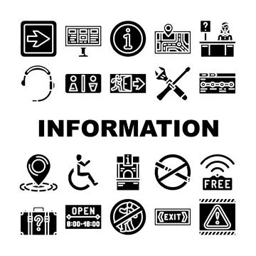 Information data knowledge icons set vector Illustrazione stock