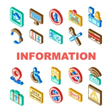 Information data knowledge icons set vector Illustrazione stock