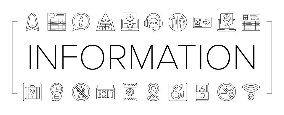 Information data knowledge icons set vector Stock Illustration