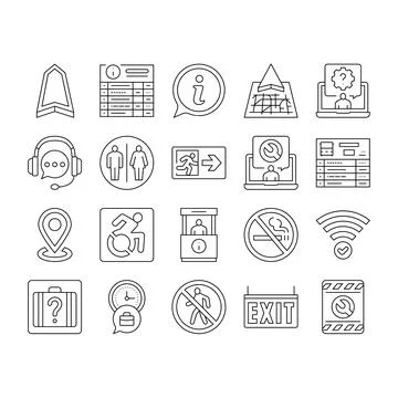 Information data knowledge icons set vector Illustrazione stock