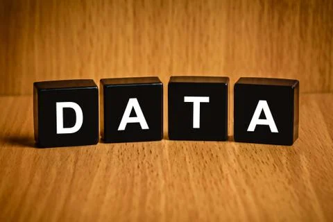 Information data word on black block Foto stock