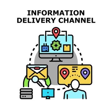 Information delivery channel concept communicating data globally Stock Illustration