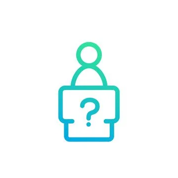 Information desk icon on white, linear Stock Illustration
