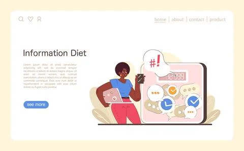 Information Diet concept. Flat vector illustration Stock Illustration
