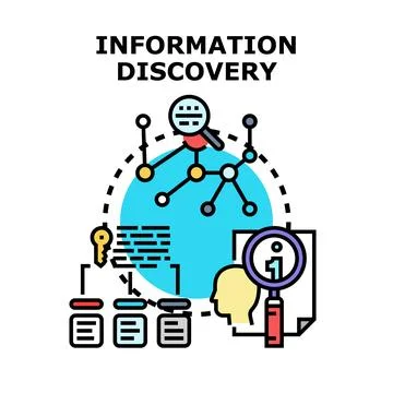 Information discovery process finding knowledge data concept Stock Illustration