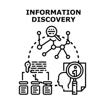 Information discovery process finding knowledge data concept Stock Illustration