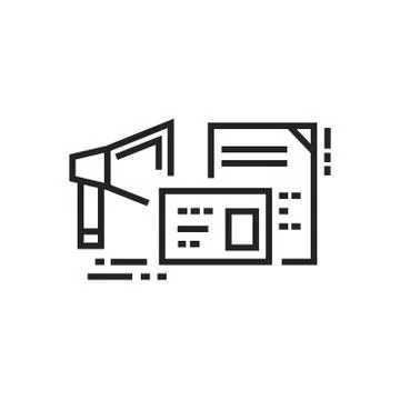 Information distribution line black icon. Advertising and promotion of social Stock Illustration