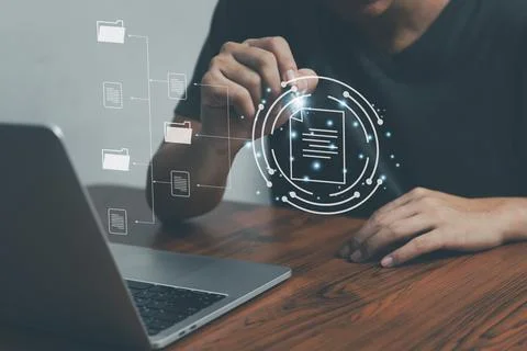 Information on the dms document management system's folder storage and search Stock Photos