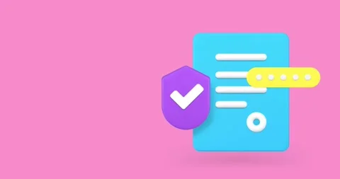 Information document protection data safety access banner 3d icon animation Stock Footage 297457986
