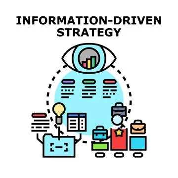 Information driven strategy business data concept 库存插图