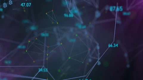 Information economic summit, logo bitcoin. rotation in a circle. plexus network Stock Footage 83717687