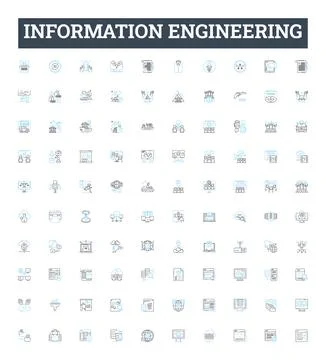 Information engineering vector line icons set. Information, engineering, systems Stockillustratie