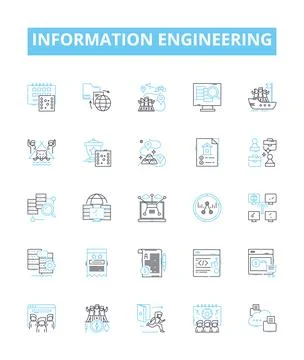 Information engineering vector line icons set. Information, engineering, systems Stockillustratie