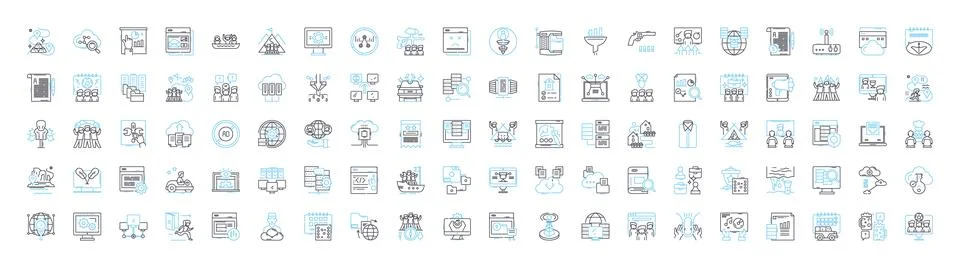 Information engineering vector line icons set. Information, engineering, systems Stockillustratie