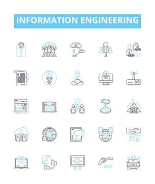 Information engineering vector line icons set. Information, engineering, systems Stockillustratie