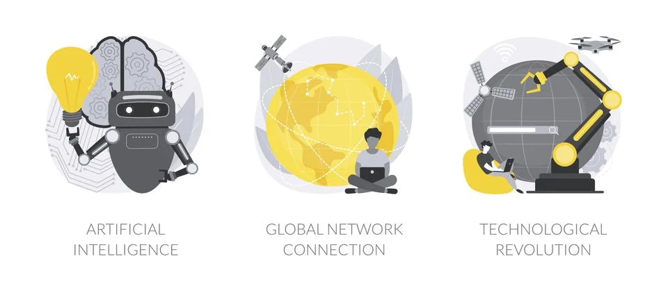 Information era abstract concept vector illustrations. Stock Illustration