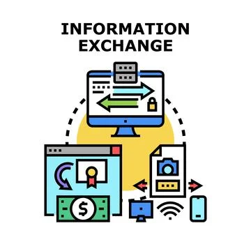 Information exchange concept connecting devices and data flow Stock Illustration