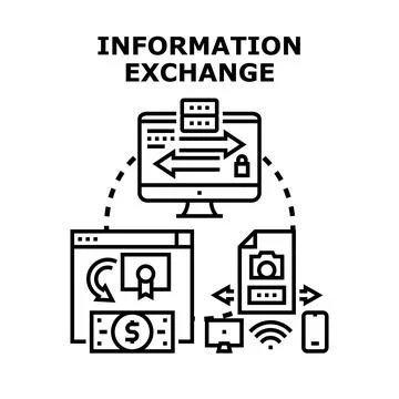 Information exchange concept connecting devices and data flow Stock Illustration