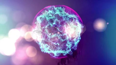 Information exchange on the surface of the blue neon sphere. Stock Footage 274332532