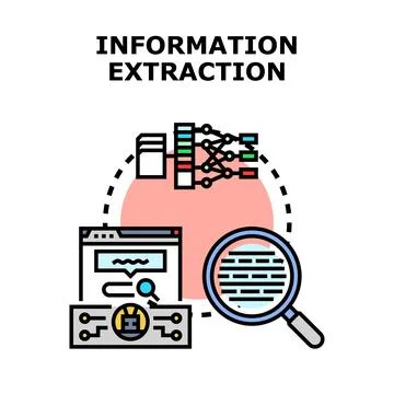 Information extraction concept for data analysis process Stockillustratie