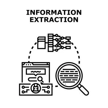 Information extraction concept for data analysis process Stockillustratie