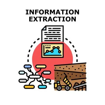 Information extraction process from unstructured data Stock Illustration