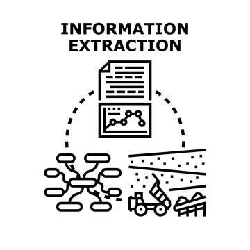 Information extraction process from unstructured data Illustrazione stock